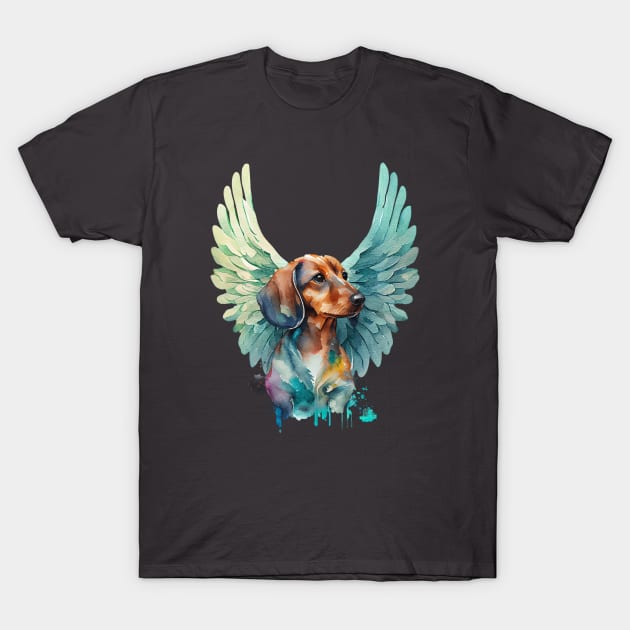 Watercolor Dachshund Angel 2 T-Shirt by KarmicKal